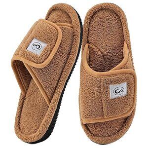 HARENCE Women's House Shoes Adjustable Orthopedic Arch Brown Size 10/11 - 42/43